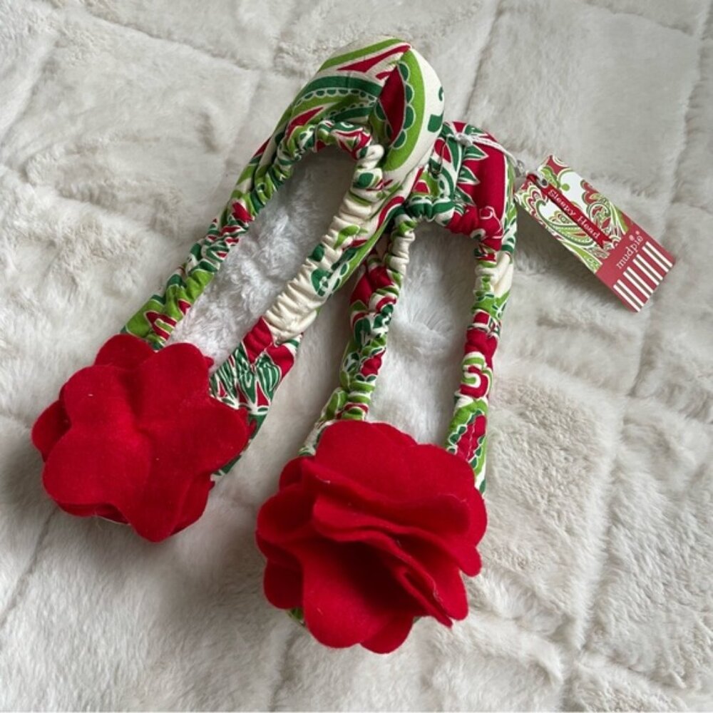 Mudpie | “Red Paisley” Sleepy Toe Slippers | Size Small (5-6)